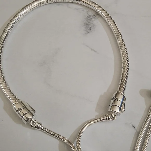 Pandora Polished Silver Adjustable Snake Chain Necklace - Silver - Picture 2 of 6